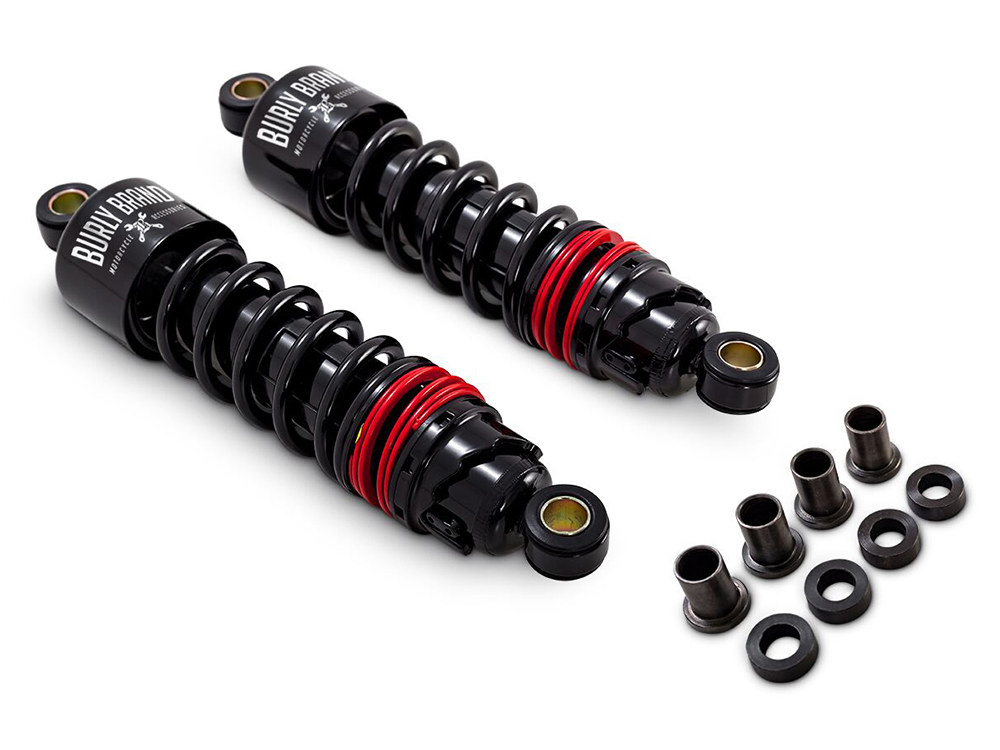 Burly Brand 10-1/2in. Slammer Plus Rear Shock Absorbers – Black. Fits Sportster 2004-2021