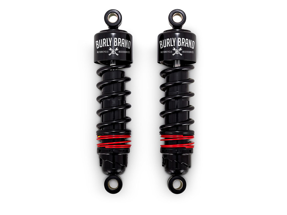 Burly Brand 10-1/2in. Slammer Plus Rear Shock Absorbers – Black. Fits Sportster 2004-2021