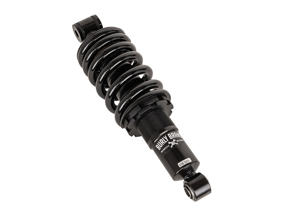 Burly Brand 12.2in. Standard Spring Rate ‘Slammer’ Rear Shock Absorber – Black. Fits Softail 2018up.