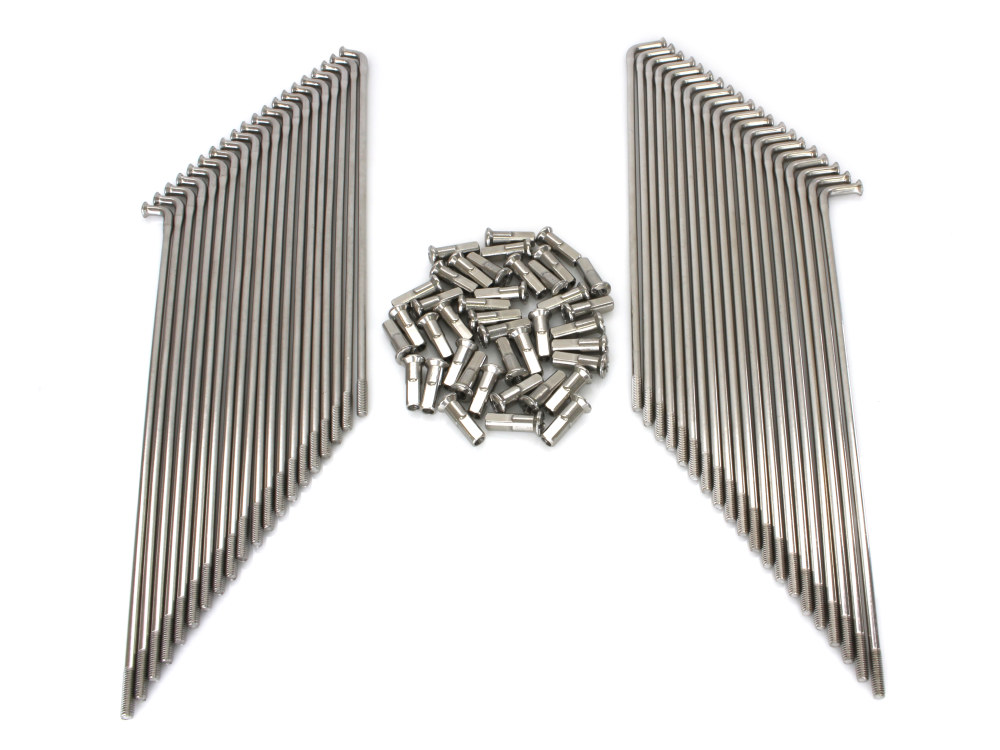 Buchanans Spoke Rim 21in. Spokes – Stainless Steel. Fits Original Style H-D Drop Center Rims & Genuine H-D Smooth Profile Rims when used in conjunction with H-D Narrow Glide Hub 1973up & OEM H-D Mid Glide Front Hub 2006up.
