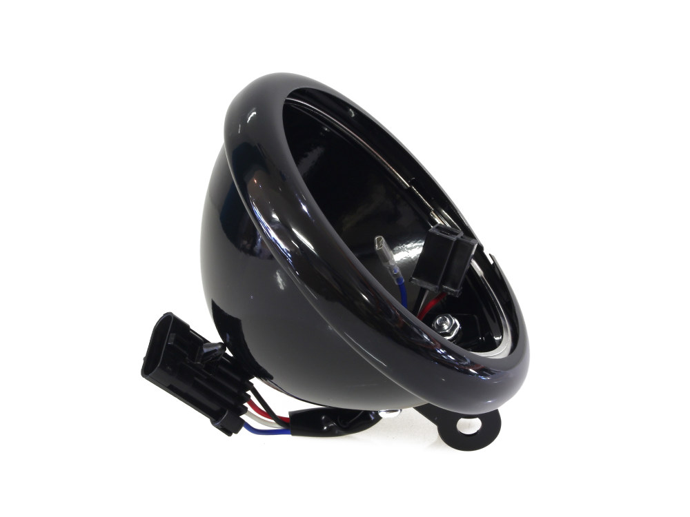 Custom Dynamics 5-3/4in. Headlight Housing with Bottom Mount – Black. Fits Softail Standard, Street Bob, Low Rider & Low Rider S 2018up