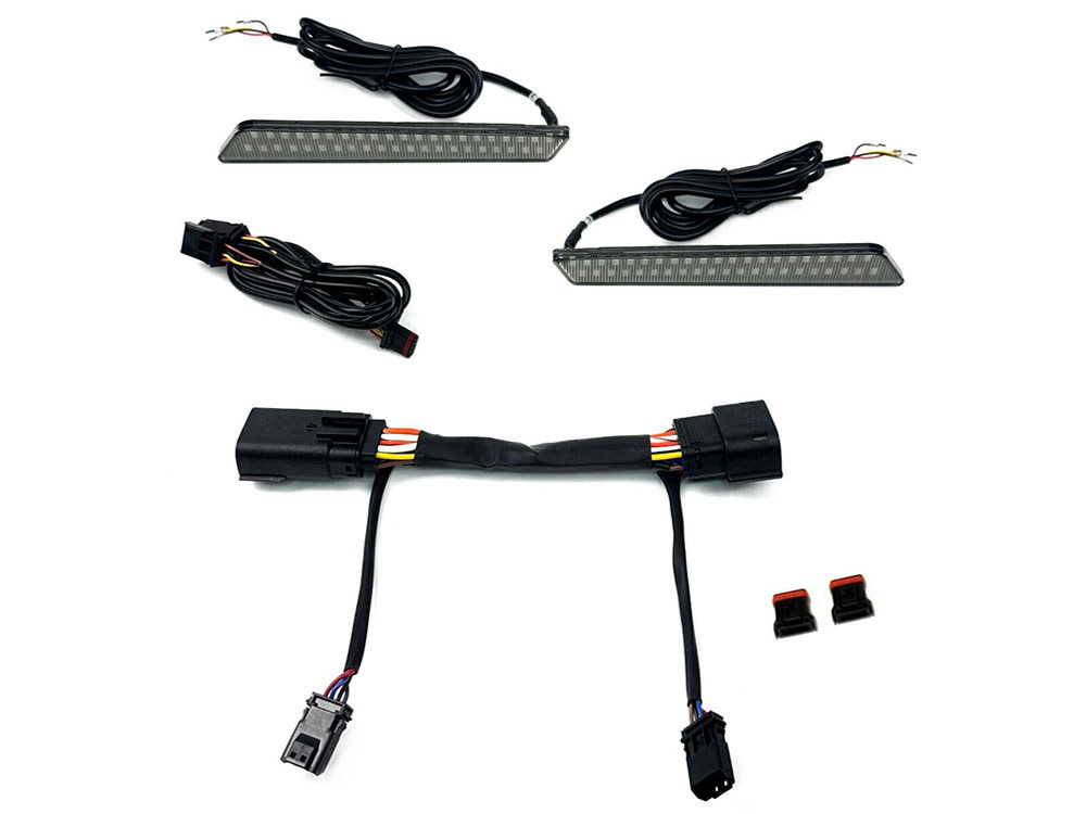 Custom Dynamics Saddlebag LED Latch Lights – Amber/Red. Fits CVO Touring 2023up, Street Glide & Road Glide 2024up, Touring 2025up