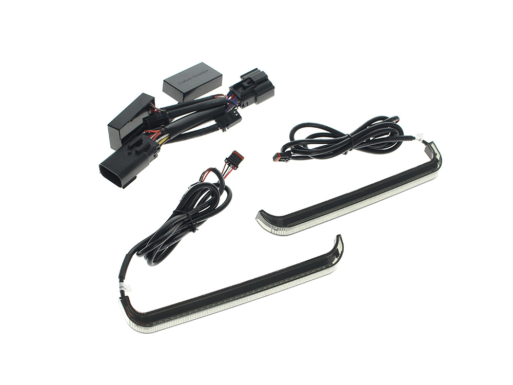 Custom Dynamics Sequential Low Profile Bagz Saddlebag Lights. Red Run/Brake, Amber Turn with Smoke Lens. Fits CVO Touring 2023up, Street Glide & Road Glide 2024up, Touring 2025up