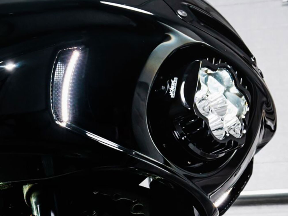 Custom Dynamics LED Vent Inserts With Amber & White LED’s – Black with Black Mesh. Fits Low Rider ST 2022up