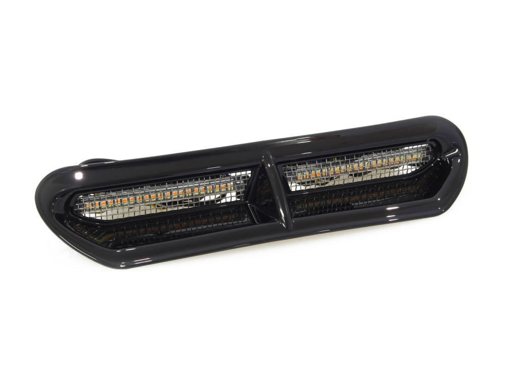 Custom Dynamics LED Batwing Vent Insert With Amber & White LED’s – Black. Fits Touring 2014-2023
