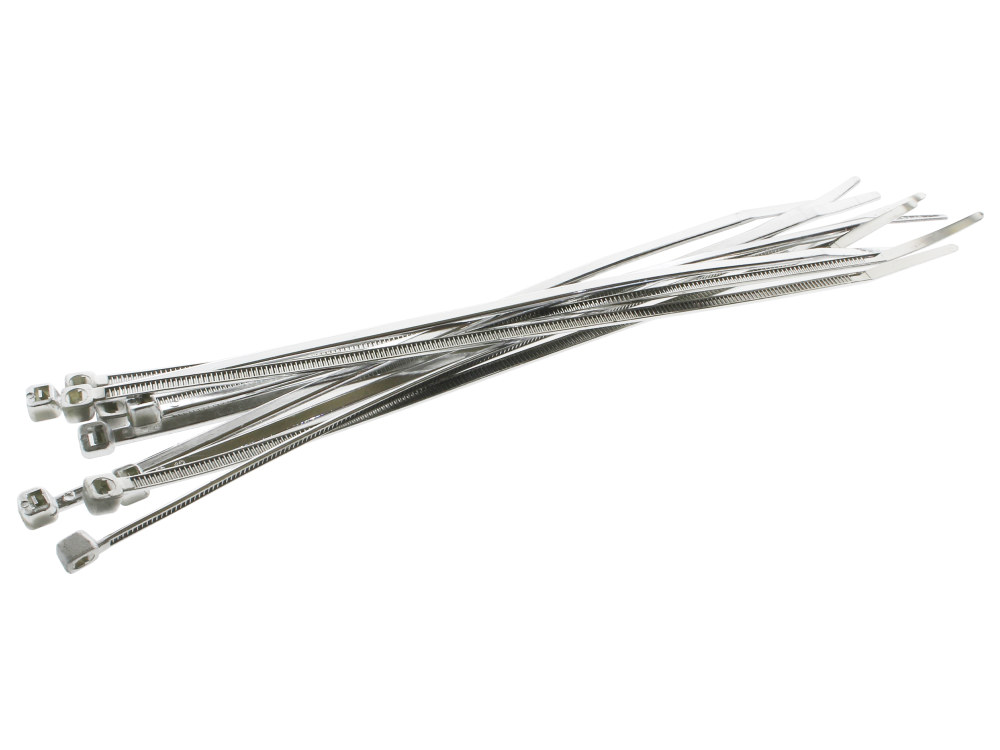 Custom Dynamics Chrome Zip Ties – 8in. Long. Pack of 10.