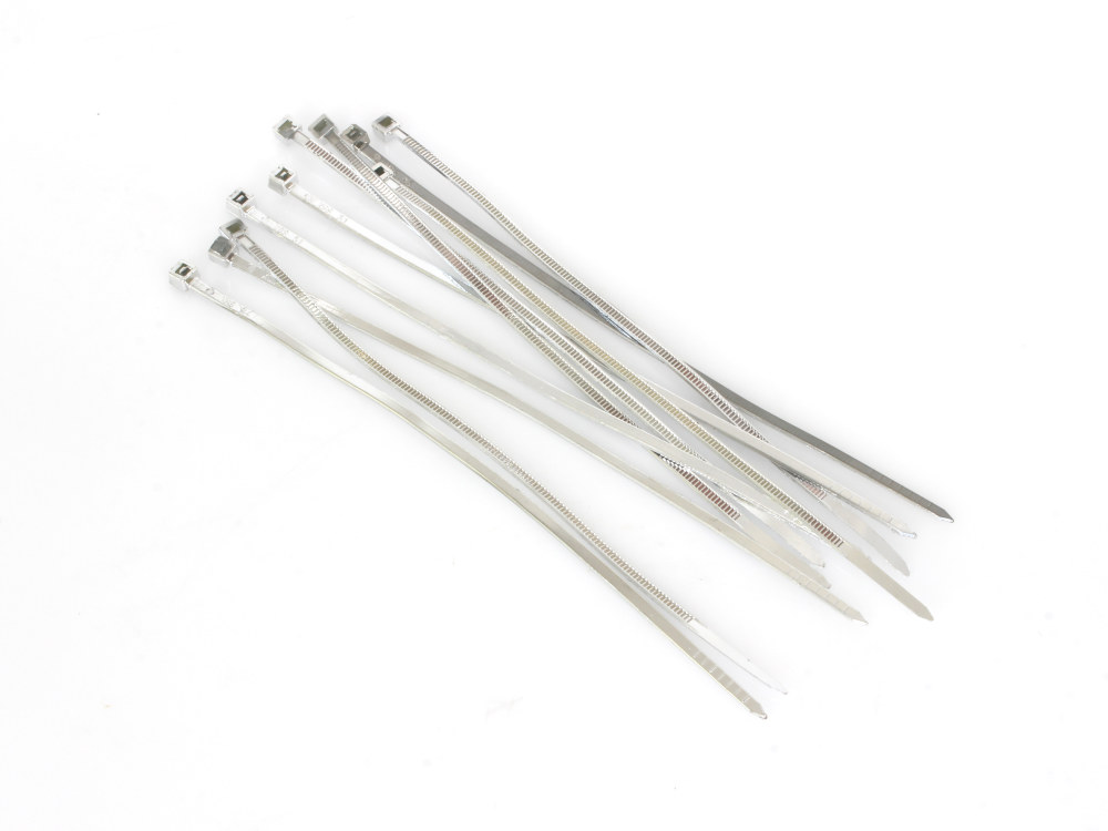 Custom Dynamics Chrome Zip Ties – 6in. Long. Pack of 10.