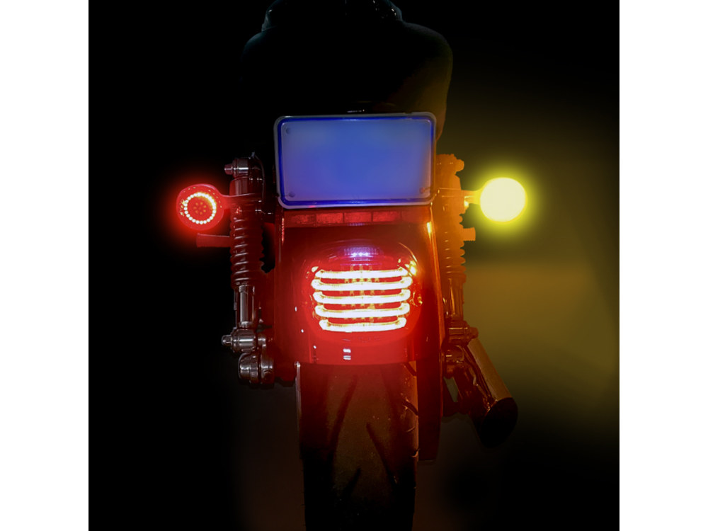 Custom Dynamics Genesis 4 LED Rear Turn Signal Inserts. Amber Turn with Red Run/Brake. Fits most 2002up Models.