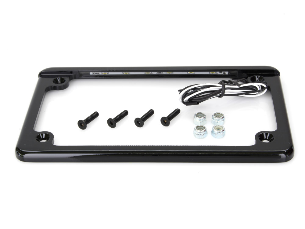 Custom Dynamics Flat Low Profile Number Plate Frame with LED Illumination – Black.