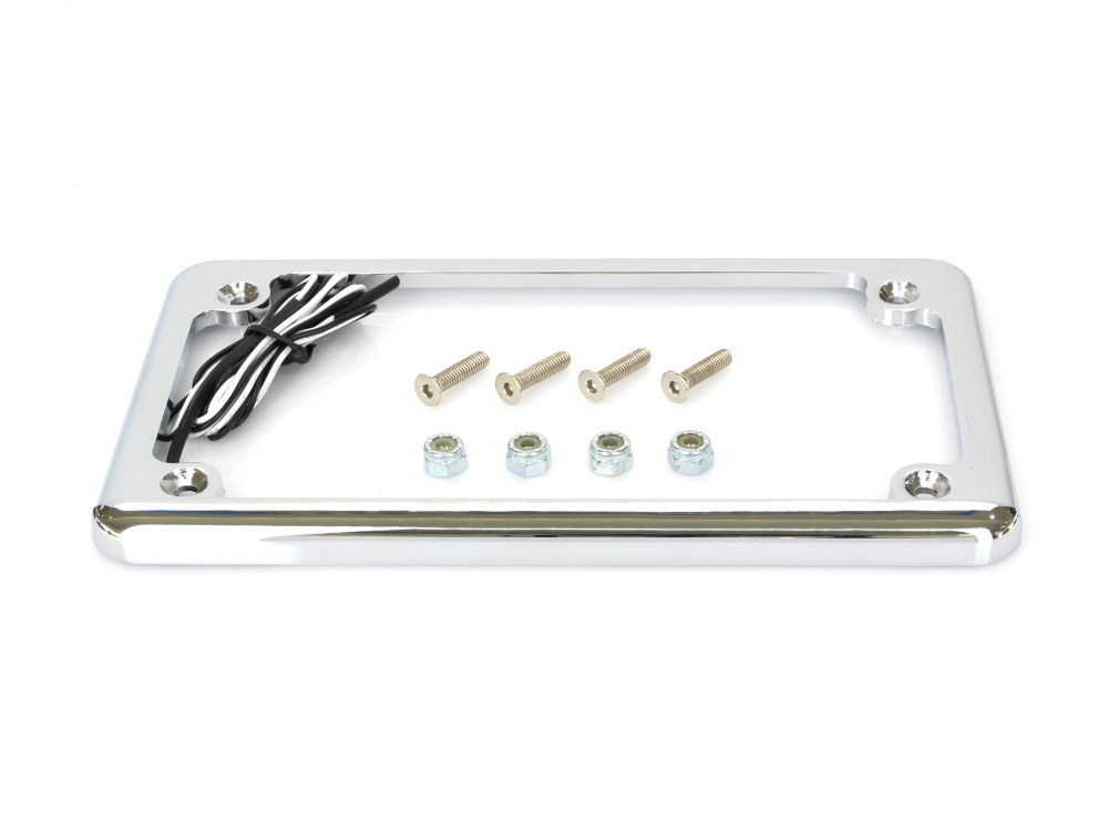 Custom Dynamics Flat Low Profile Number Plate Frame with LED Illumination – Chrome.