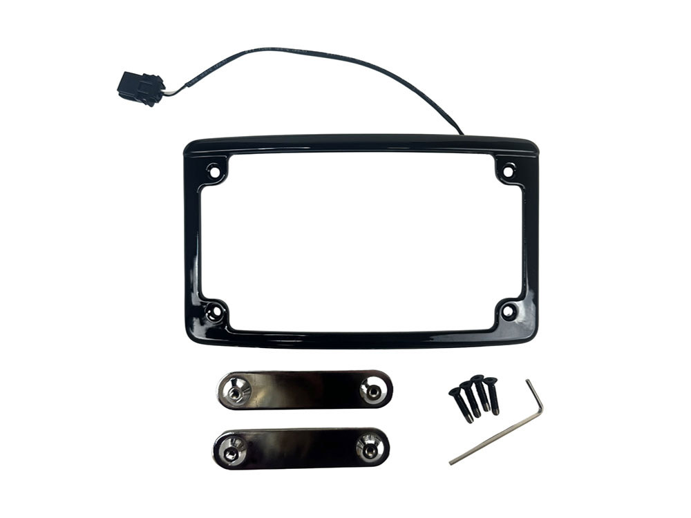 N/Plate Frame; Curved Blk LED