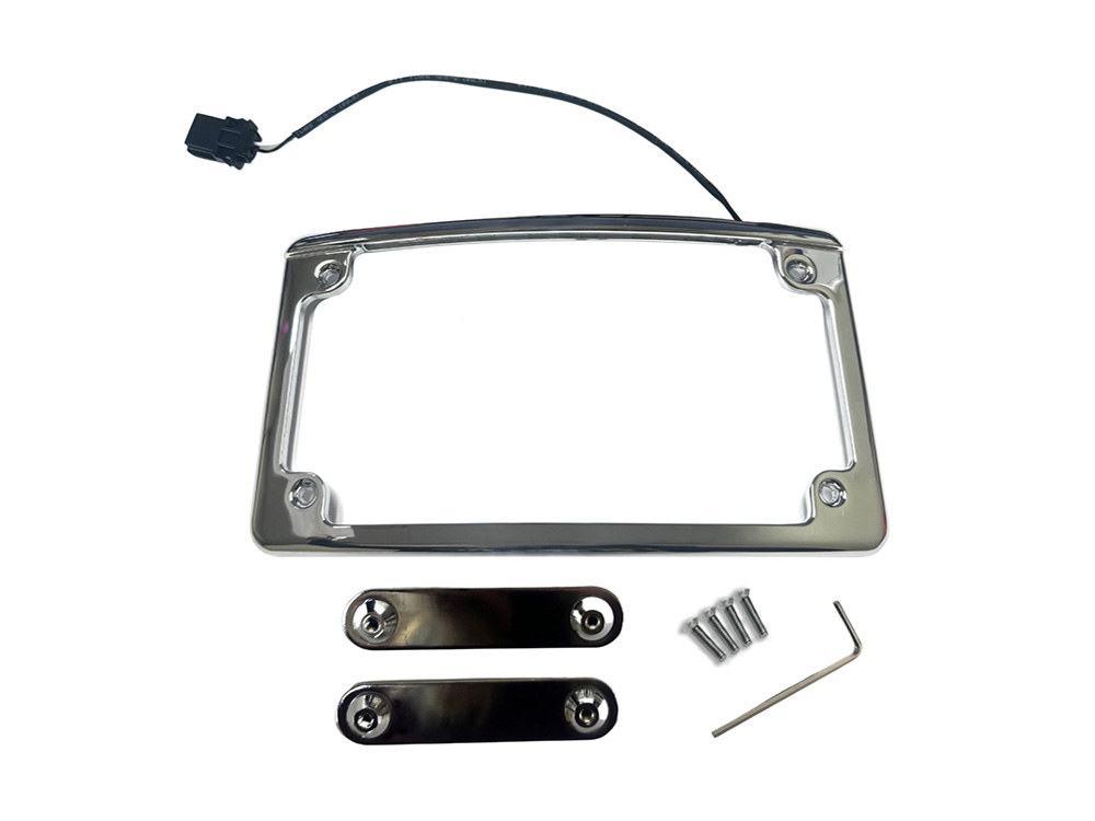 N/Plate Frame; Curved Chr LED