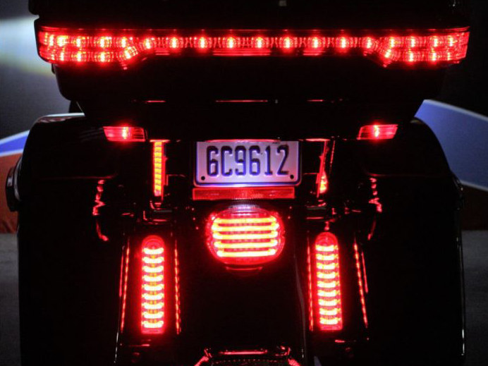 Custom Dynamics ProBeam LED Fillerz. Red with Smoke Lens – Black. Fits Ultra & Road King Touring Models 2014up & Street/Road Glide ST 2022up