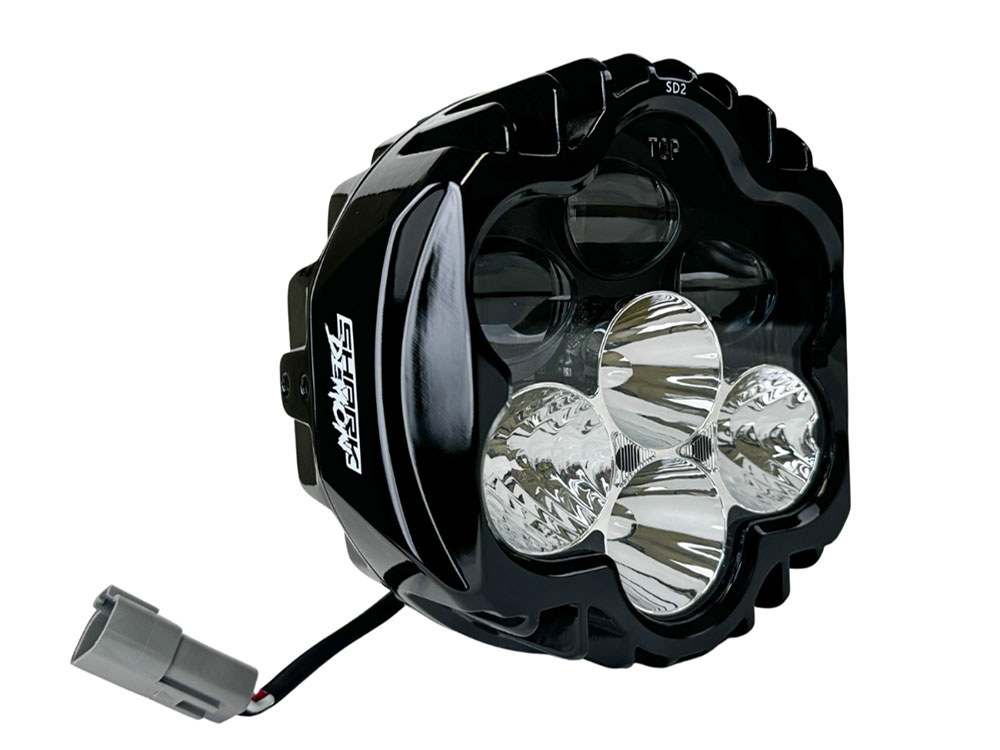 Custom Dynamics Shark Demon LED Headlight Kit – Black. Fits most Touring models with Batwing Fairings 1994-2024