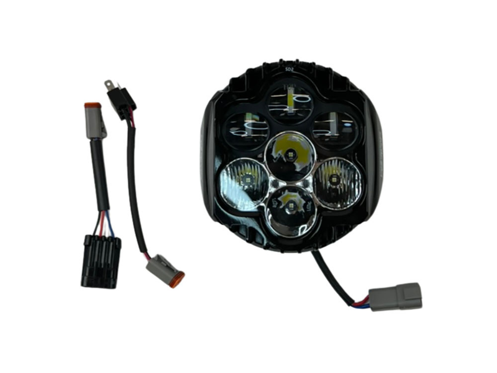 Custom Dynamics Shark Demon LED Headlight Kit – Black. Fits most Touring models with Batwing Fairings 1994-2024