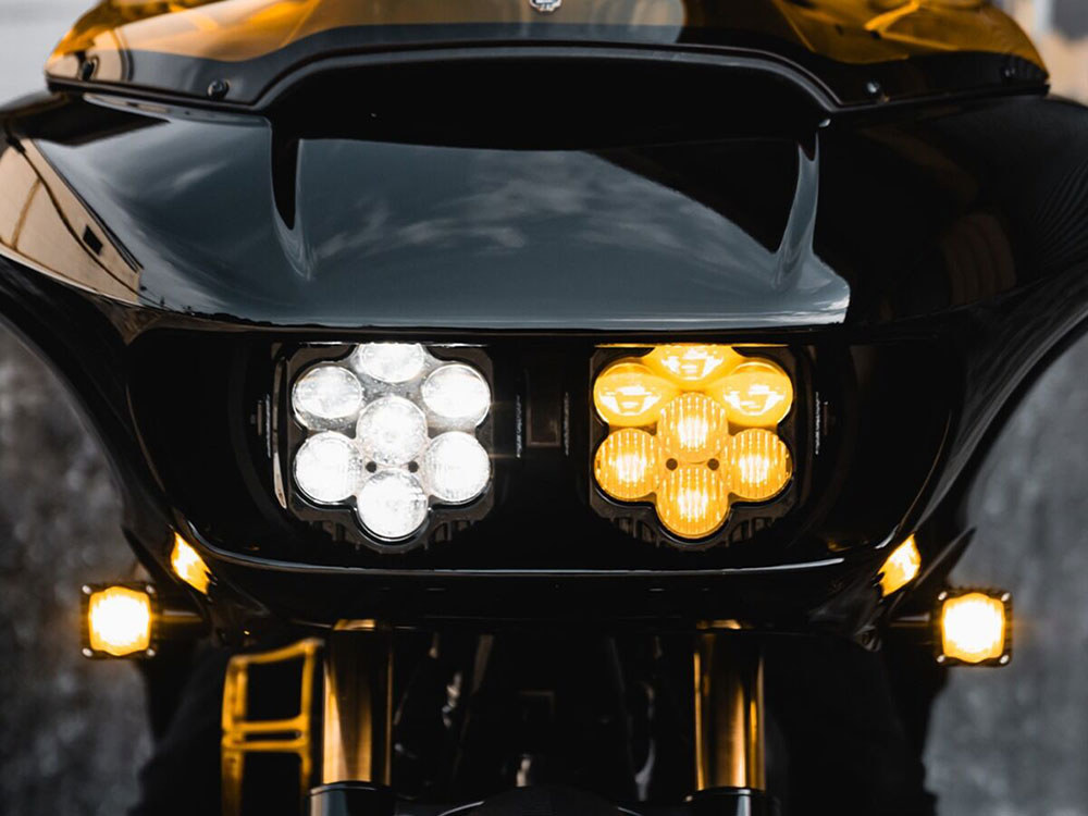 Custom Dynamics Shark Demon 2 Performance LED Headlight Kit – White & Yellow. Fits Road Glide 2015-2023