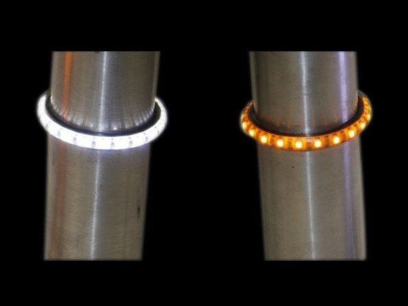 Custom Dynamics 49mm Fork TruWrapz. Amber Turn, White Run with Smoke Lens.