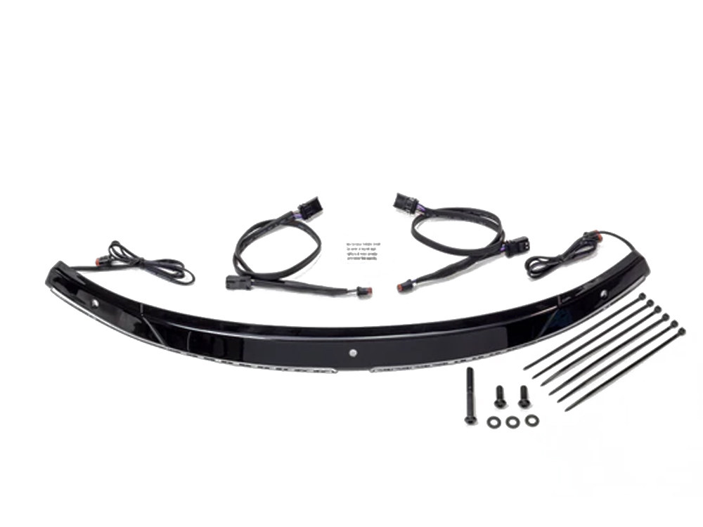 Ciro3D Horizon LED Windshield Trim with Sequential Amber Turn, White Run & Smoke Lens – Black. Fits Touring 2014-2023