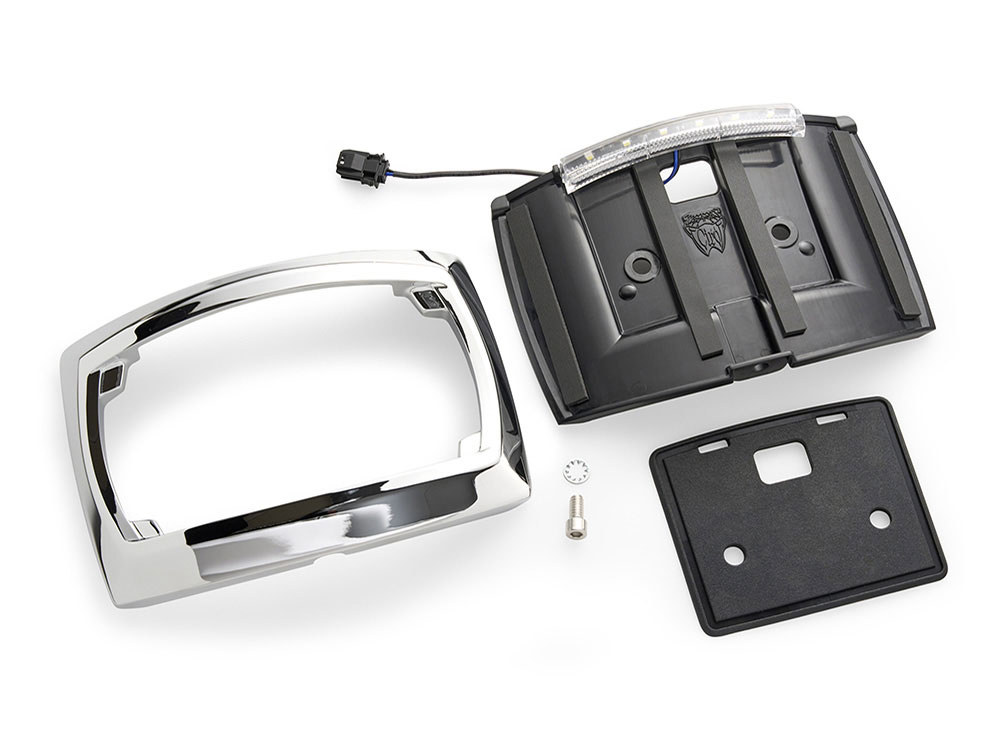 N/Plate Frame; Curved Chr LED