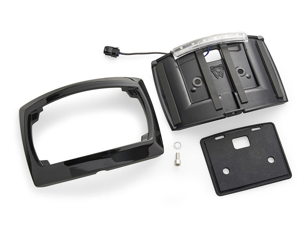 N/Plate Frame; Curved Blk LED