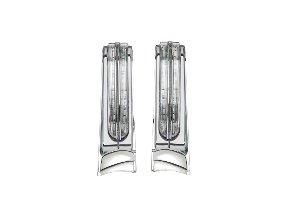 Ciro3D LED Filler Panel Lights. Red Run & Brake with Amber Turn and Chrome Housing. Fits Ultra & Road King Touring Models 2014up & Street/Road Glide ST 2022up