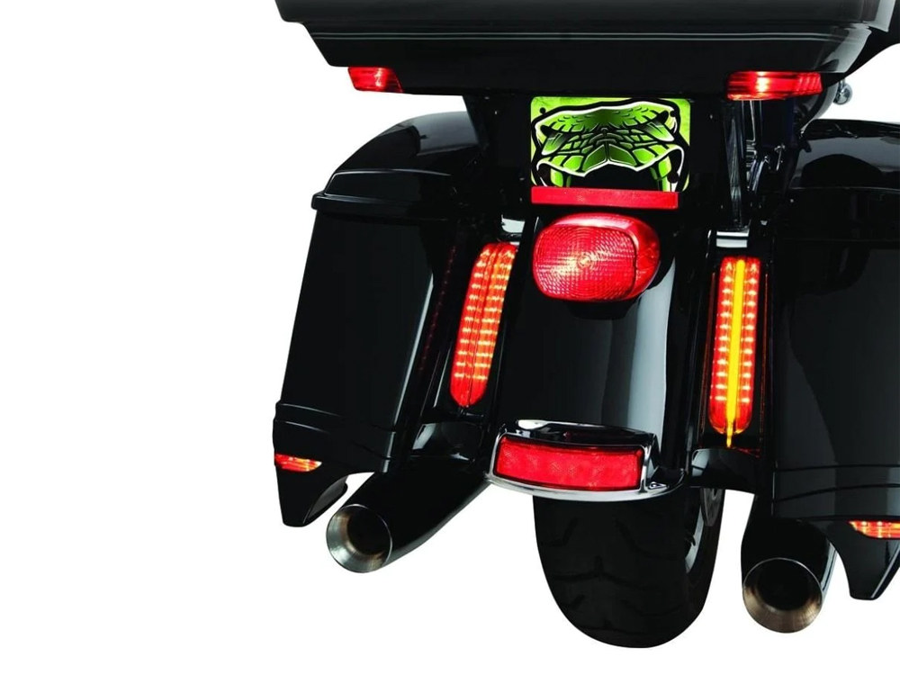 Ciro3D LED Filler Panel Lights. Red Run & Brake with Amber Turn and Black Housing. Fits Ultra & Road King Touring Models 2014-24 & Street/Road Glide ST 2022-23