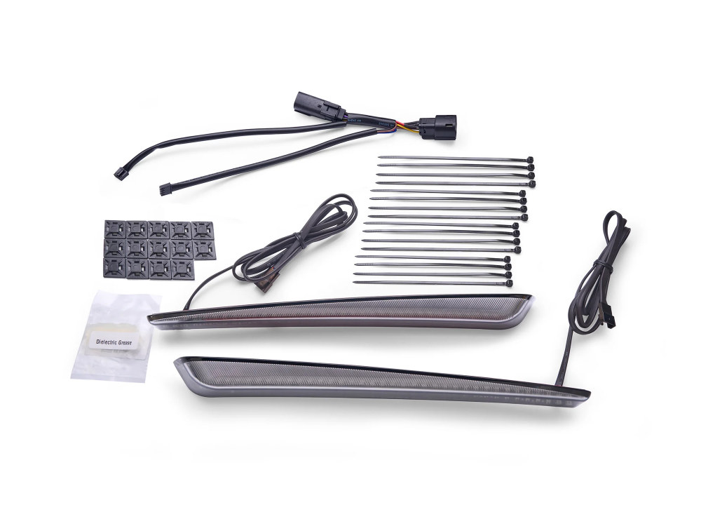 Ciro3D Machete Extended Saddlebag LED Lights. Red Run, Brake & Turn with Smoke Lens. Fits Touring 2014-2023 with HD Extended Saddlebags