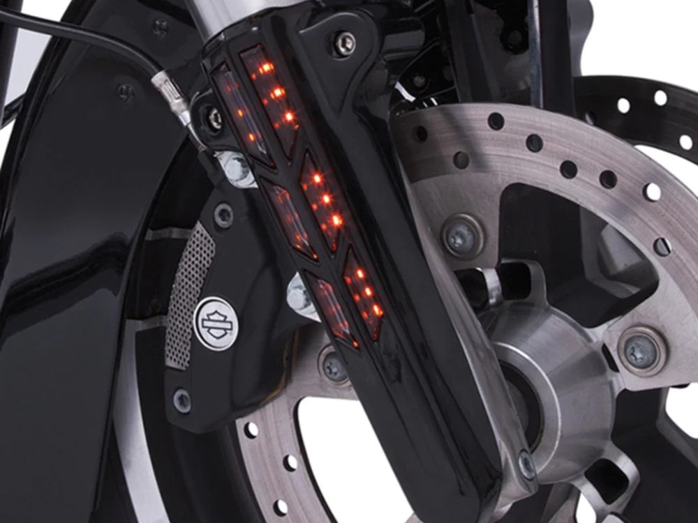 Ciro3D Forkini Lower LED Fork Leg Covers – Black. Fits Touring 2014up