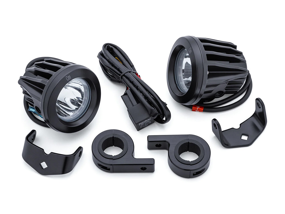 Ciro3D TAC-10 Light Cannons Passing Lamp Kit. Engine Guard Mounted Driving Lights – Black. Fits 1-1/4in. Engine Guard Tubing.