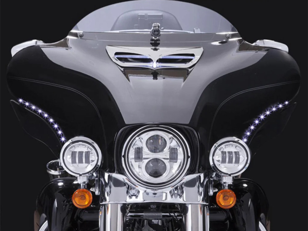 Ciro3D Bat Blades with Amber LED Turn Signals & White LED Running Lights. Fits Touring 2014-2023 with Batwing Fairing