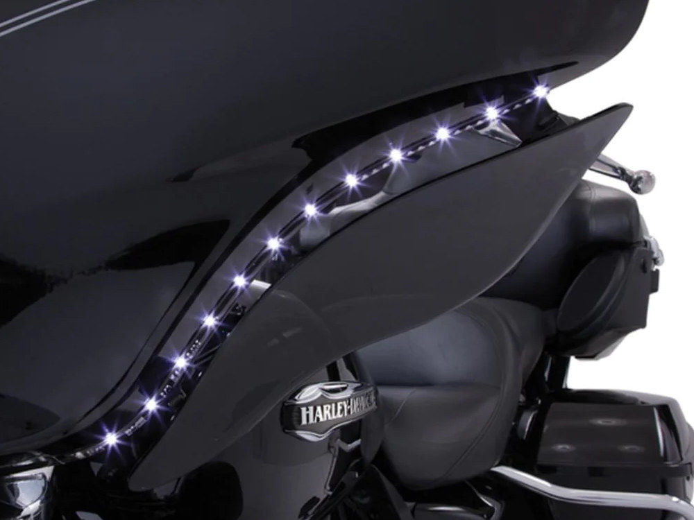 Ciro3D Bat Blades with Amber LED Turn Signals & White LED Running Lights. Fits Touring 2014-2023 with Batwing Fairing