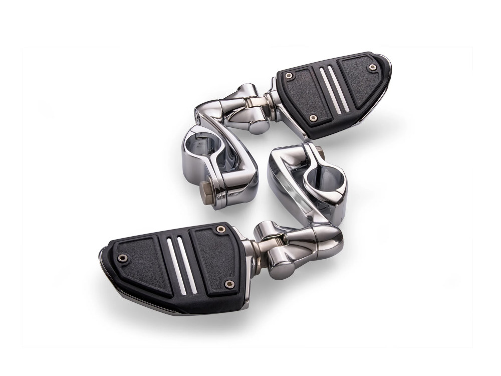 Ciro3D Twin Rail FootPegs with 4in. Offset Footpeg Mounts with 1-1/4in. Hingeless Clamps – Chrome