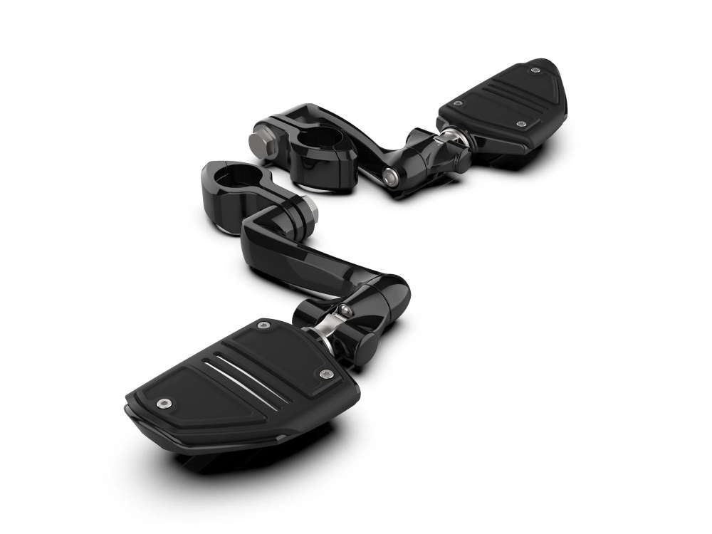 Ciro3D Twin Rail FootPegs with 4in. Offset Footpeg Mounts with 1-1/4in. Hingeless Clamps – Black