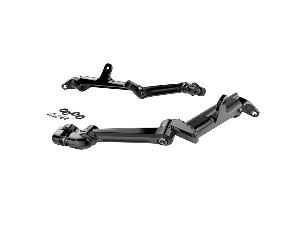 Ciro3D Extended Length Frame Mounted, Adjustable Cruise Arm Highway Peg – Black. Fits Touring 2009up