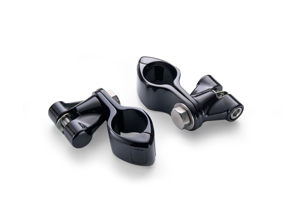Ciro3D Footpeg Mounts with 1-1/4in. Hingeless Clamps – Black
