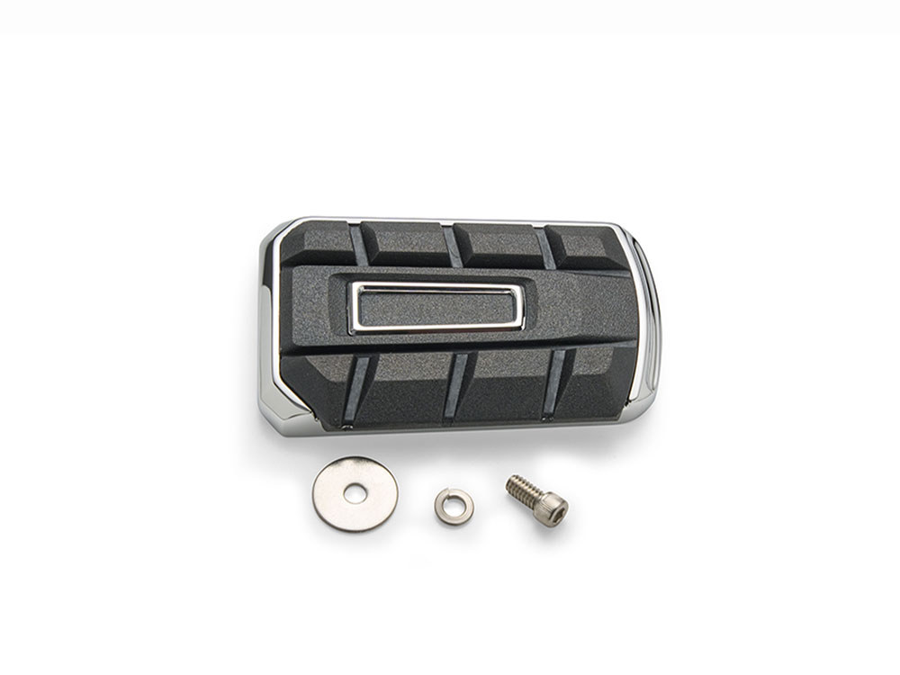 Ciro3D Chicane Brake Pedal Pad – Chrome. Fits Touring 1980up, FL Softail 1986-2017 & Dyna Switchback 2012-2016