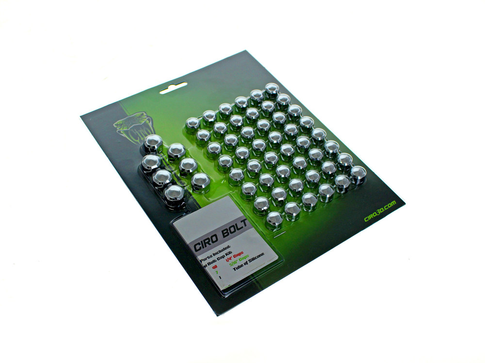 Ciro3D Engine, Transmission & Primary Bolt Cover Kit – Chrome. Fits Twin Cam 1999-2017