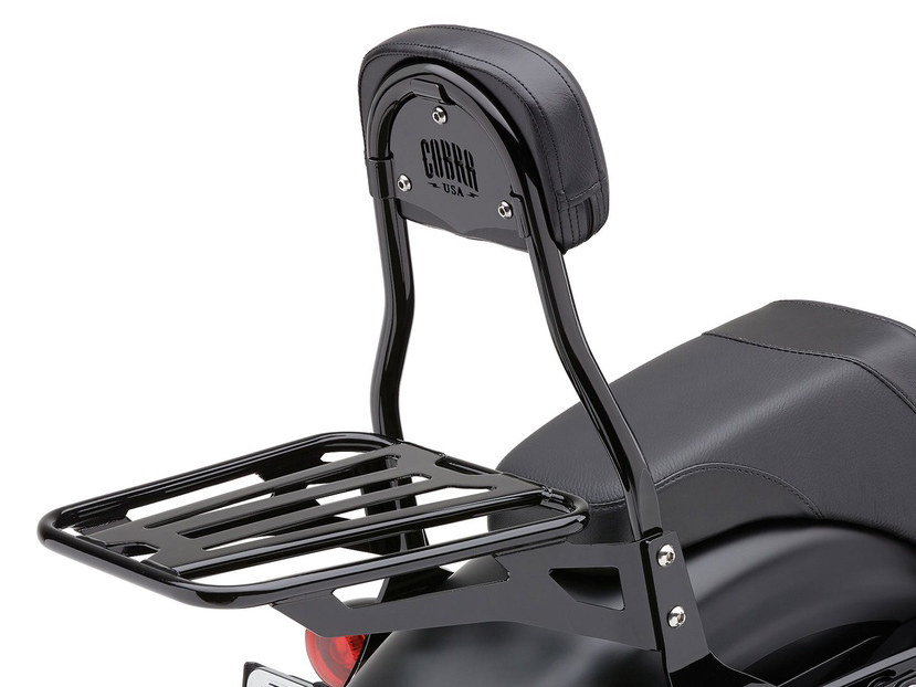 COBRA EXHAUST Quick Detachable Luggage Rack – Black. Fits Cobra Sissy Bars #’s COB-602-2001B, COB-602-2004B & COB-602-2005B.
