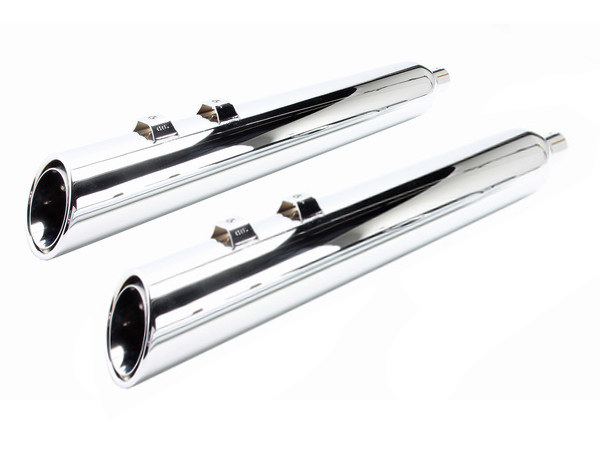 COBRA EXHAUST 4in. 909 Uppercut Slip-On Mufflers – Chrome with Stainless Steel Tips. Fits Touring 1995-2016 & Trike 2017-2020.