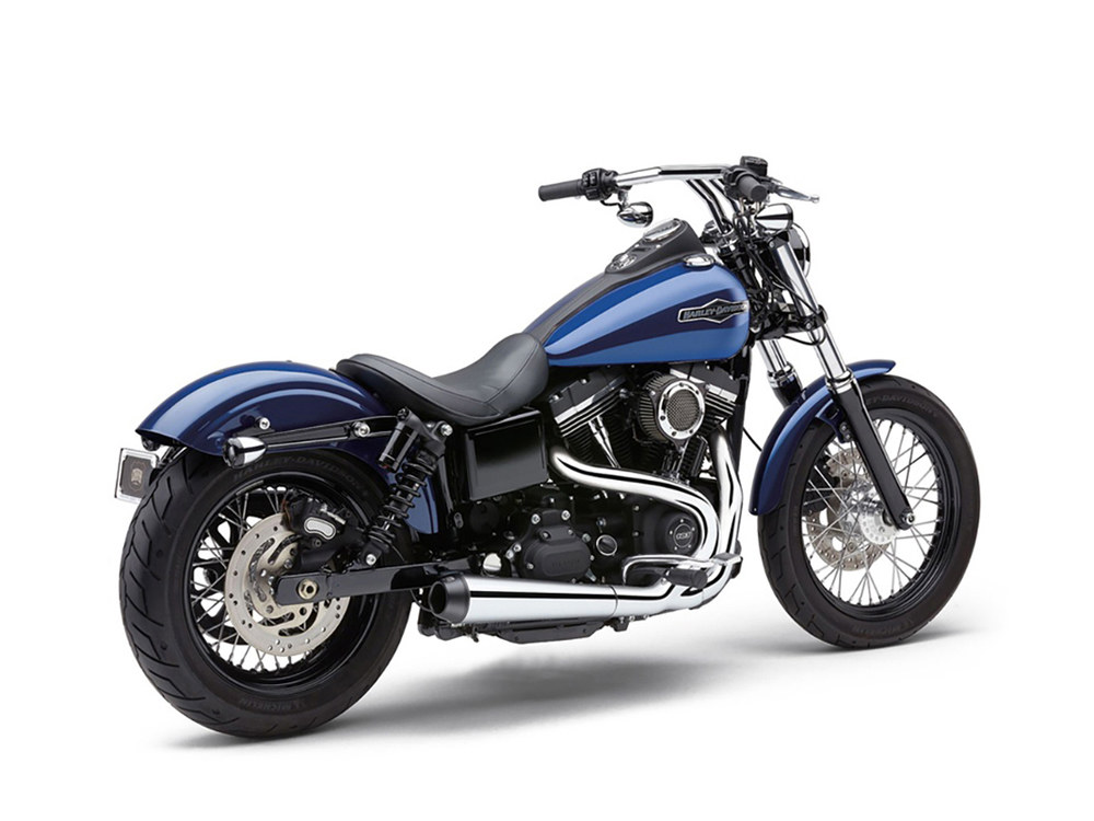 COBRA EXHAUST El Diablo 2-into-1 Exhaust – Chrome with Black End Cap. Fits Dyna 2006-2017.