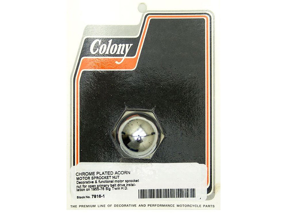 Colony Machine Acorn Engine Sprocket Nut. Fits Big Twin 1955-2005.