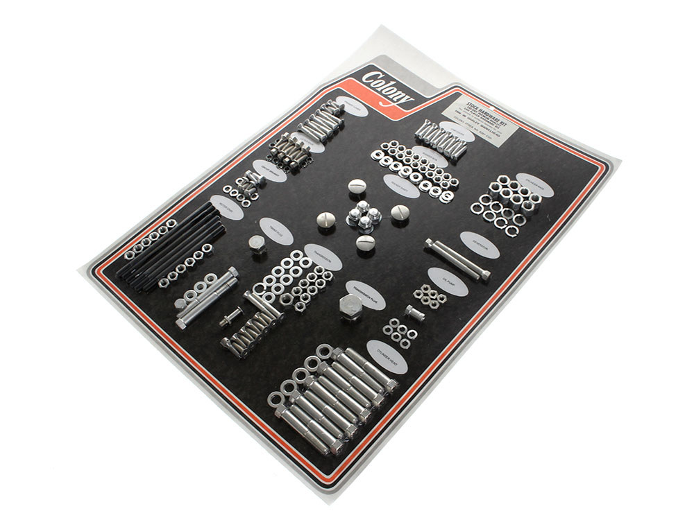 Colony Machine Complete Stock Hardware Kit – CAD Plated. Fits Big Twin 1966-1969 with Shovelhead  Engine