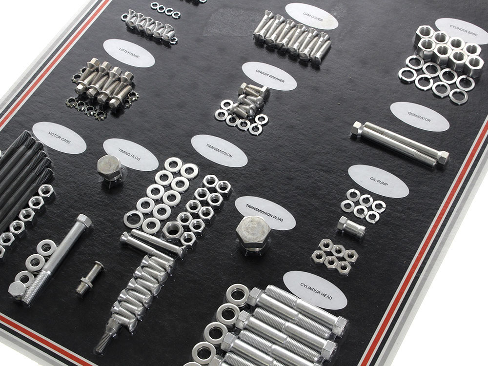Colony Machine Complete Stock Hardware Kit – CAD Plated. Fits Big Twin 1958-1965 with Panhead Engine