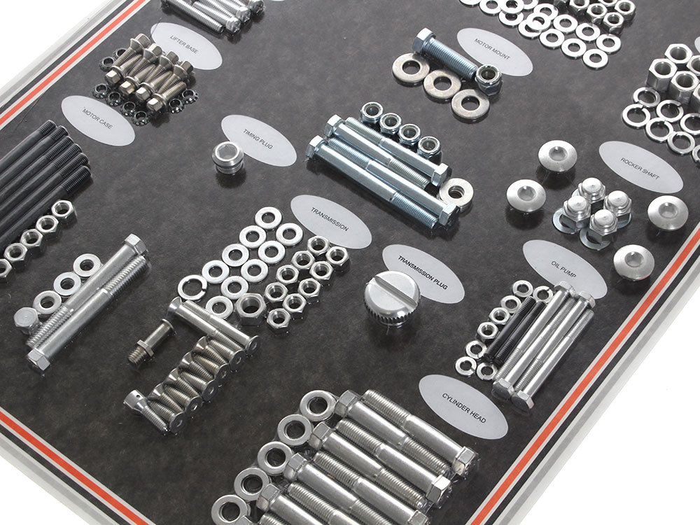 Colony Machine Complete Stock Hardware Kit – CAD Plated. Fits Big Twin 1970-1975 with Shovelhead  Engine