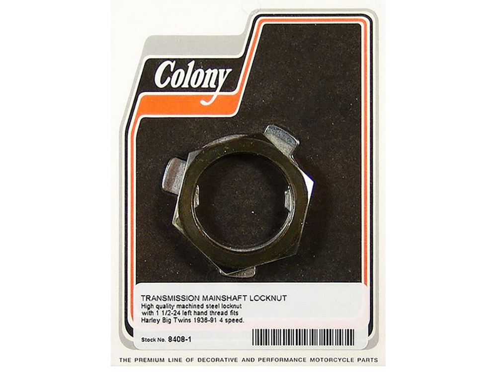 Colony Machine Transmission Mainshaft Lock Nut. Fits Big Twin 1936-1991.