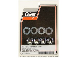 Colony Machine Cap Style Rocker Shaft Nuts – Chrome. Fits Big Twin 1966-1984 & Sportster 1957-1985. Colony Machine Cap Style Rocker Shaft Nuts – Chrome. Fits Big Twin 1966-1984 & Sportster 1957-1985.