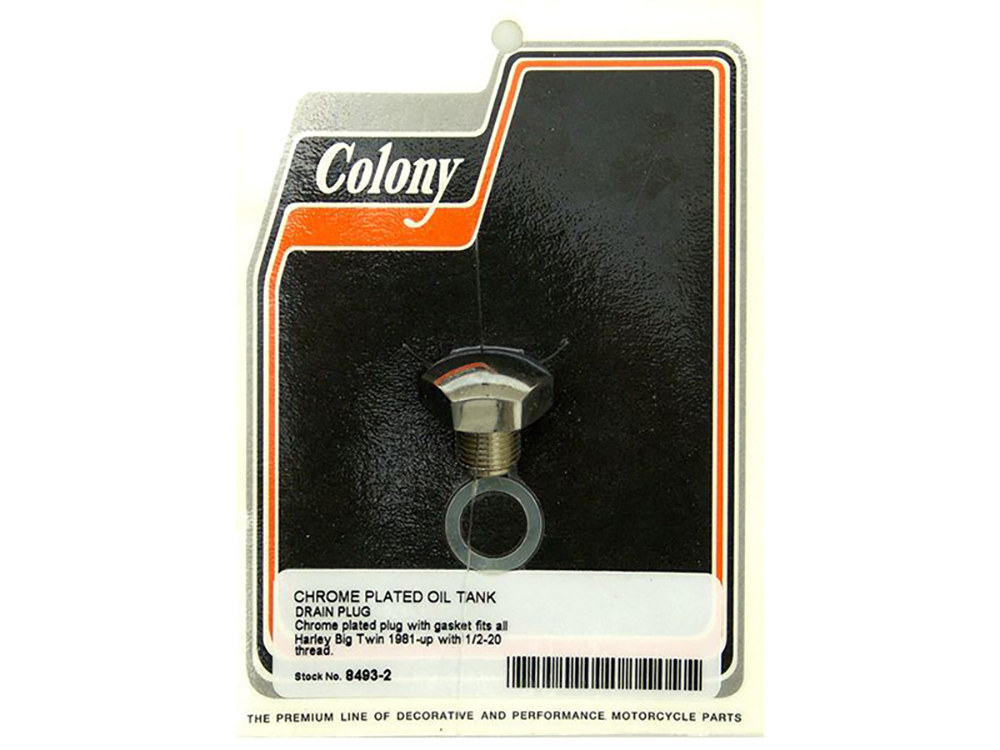 Colony Machine Drain Plug – Chrome. Fits Big Twins 1981up.