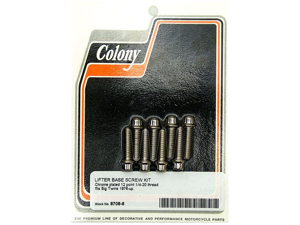 Colony Machine 12 Point Tappet Cover Bolts – Chrome. Fits Big Twin 1976-1999