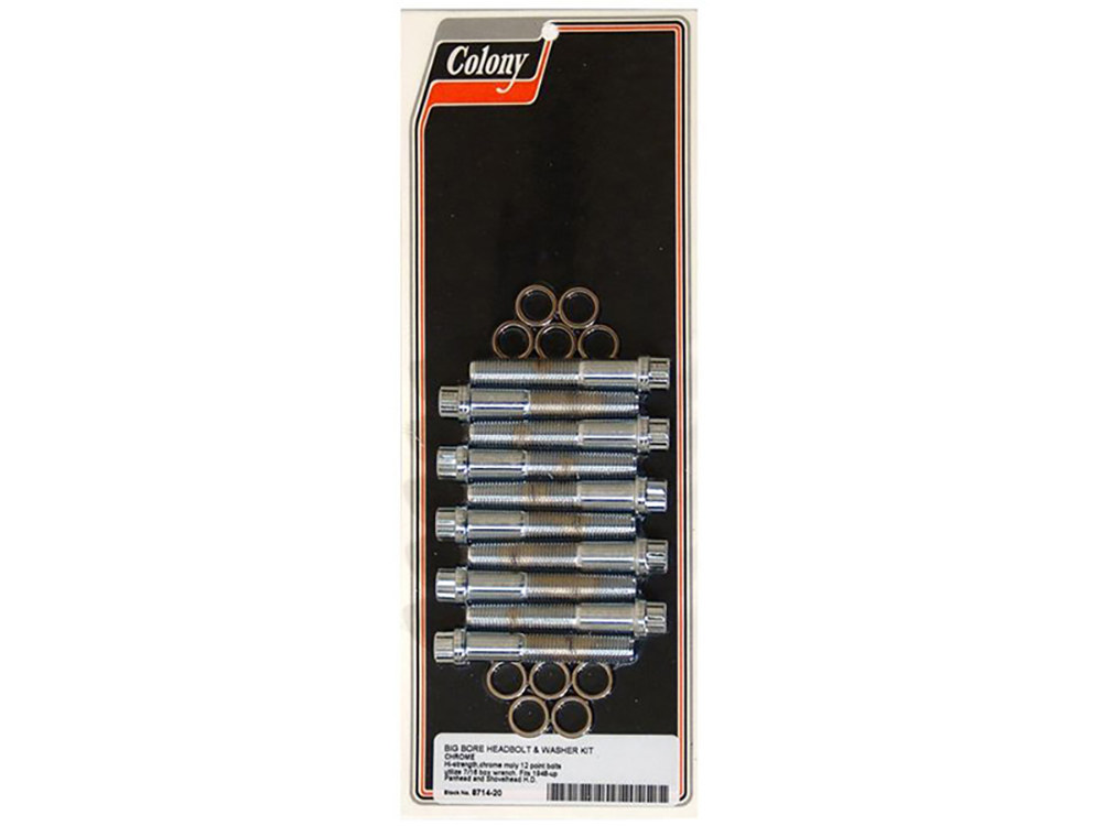 Colony Machine 12 Point Style Head Bolts – Chrome. Fits Pan & Shovel 1948-1984 Big Bore.