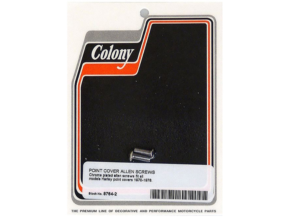 Colony Machine Points Cover Bolts – Chrome. Fits Big Twin 1970-1978.